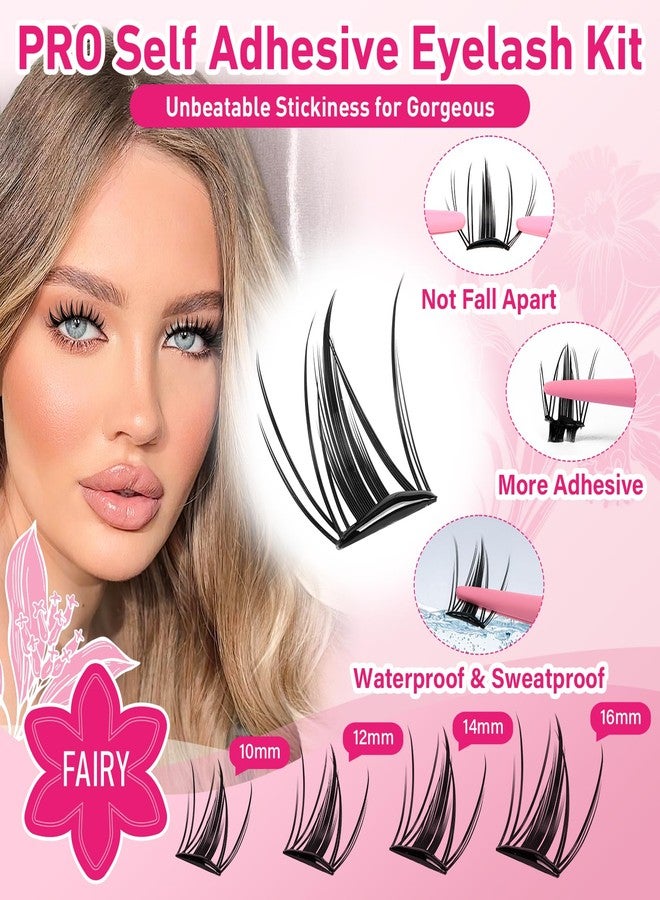 برو لاش بيوتي رموش برولاش بيوتي ذاتية اللصق، رموش فيري لاش كلسترز، رموش ذاتية اللصق، لا حاجة للغراء، رموش 10-16 مم، رموش ملصقة مسبقًا مع ملقط مضاد للالتصاق (فيري، مزيج 10-16 مم) - Image 4